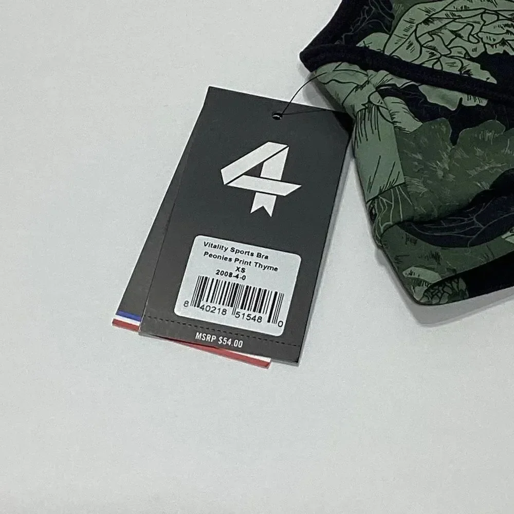 FourLaps Vitality Sports Bra Floral Print XS 4 Laps Sports Bra NWT